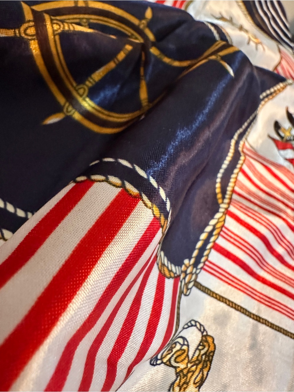 Vintage Nautical Stripe silk effect scarf - Navy, Red, White - Picture 5 of 7